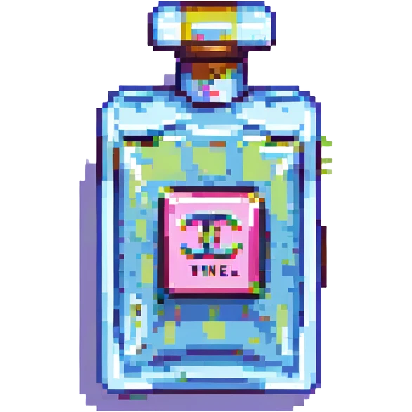 Chanel perfume bottle in a pixel art style, retro video game look emoji