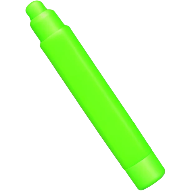 A bright fluorescent, green neon glue stick on a black background emoji