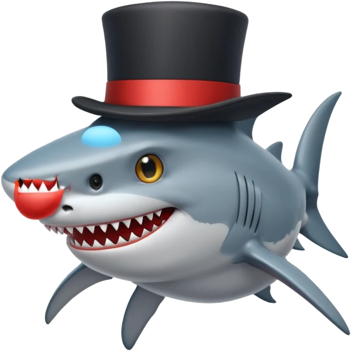 Shark with a top hat emoji