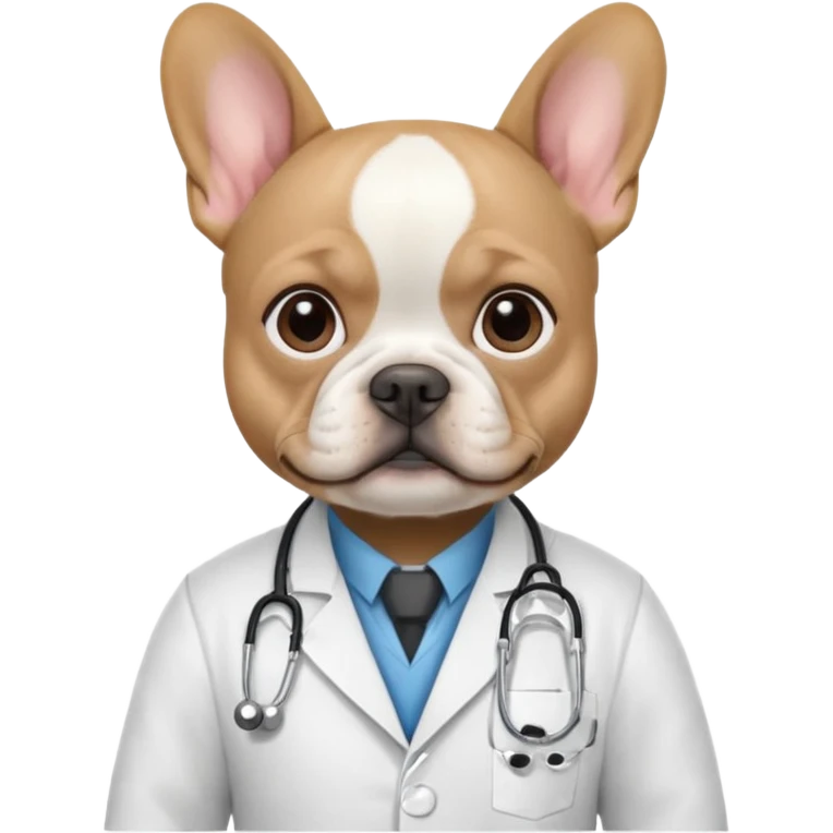 médico negro con bulldog francés blanco emoji