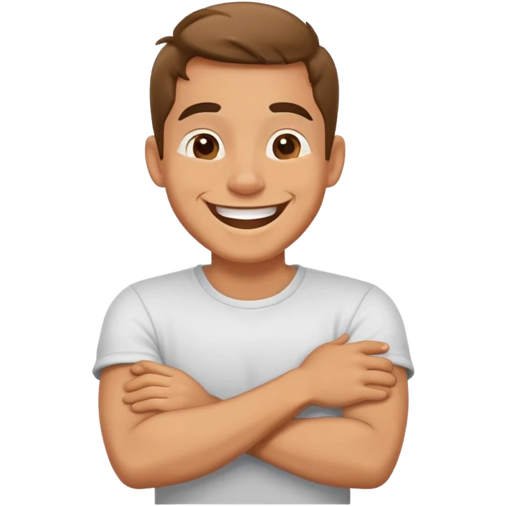 arms crossed around neck laughing guy emoji