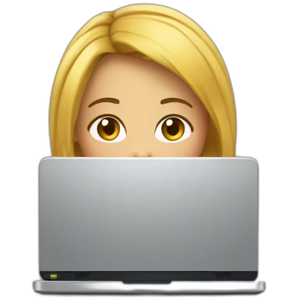 une fille s'ennuie devant l'ordinateur emoji