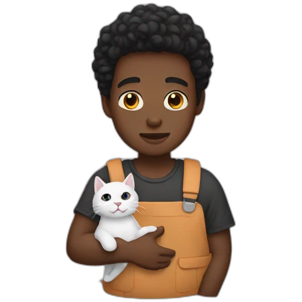 a black man with a cat in his hands emoji