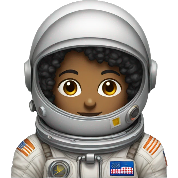 Brown skin black curly haired astronaut emoji