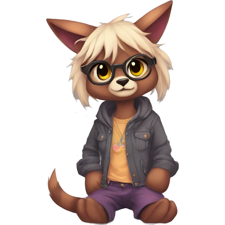 Cool cute Kawaii edgy colorful anthro fantasy-animal-fursona griffsnuff & LiLaiRa & Falvie full body emoji