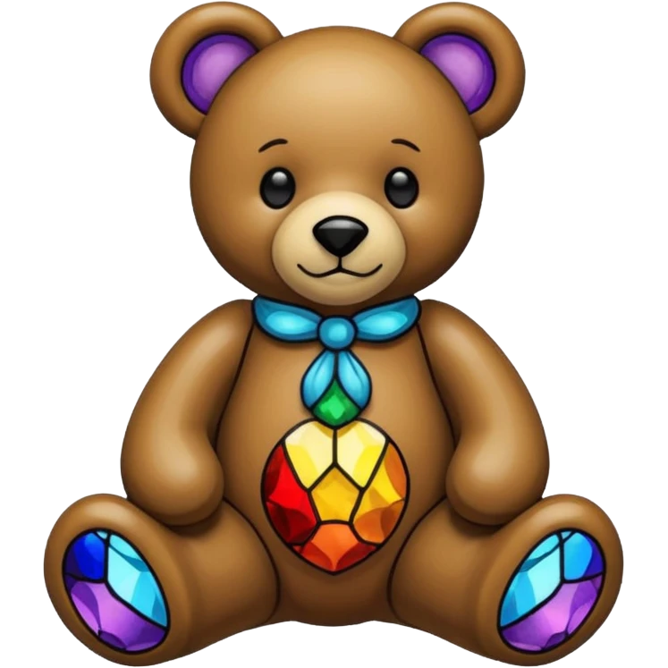 Stained glass teddy bear emoji