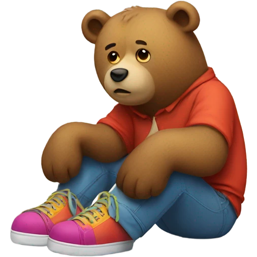 Sad bear wearing shoes emoji