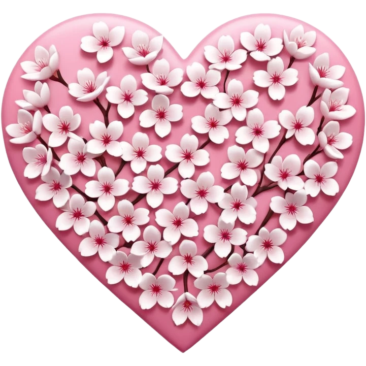  sakura heart, heart made of white sakura petals with pink accents, remove background emoji