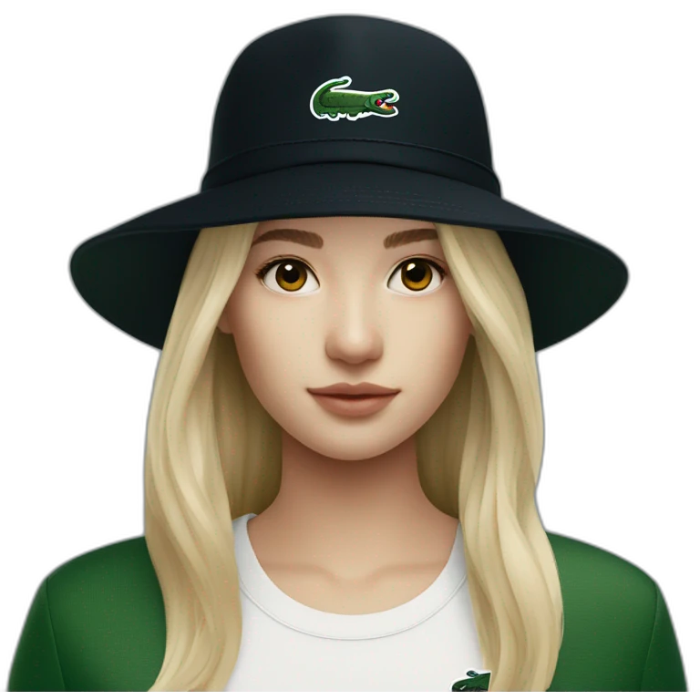 Lacoste bag girl with black lacoste hat emoji