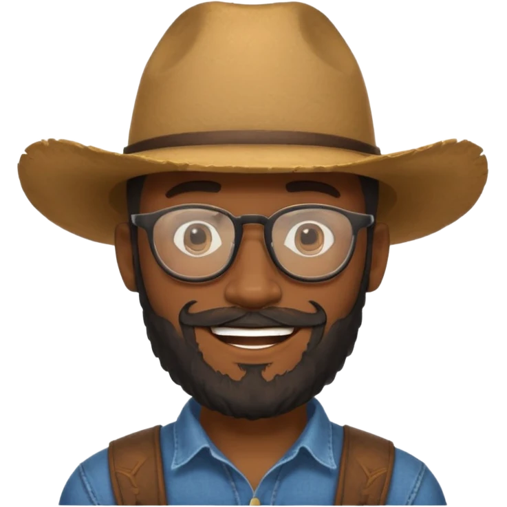 bearded black cowboy with glasses emoji