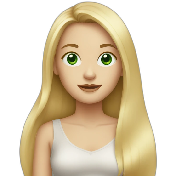 blonde girls with long hair, green eyes,  emoji