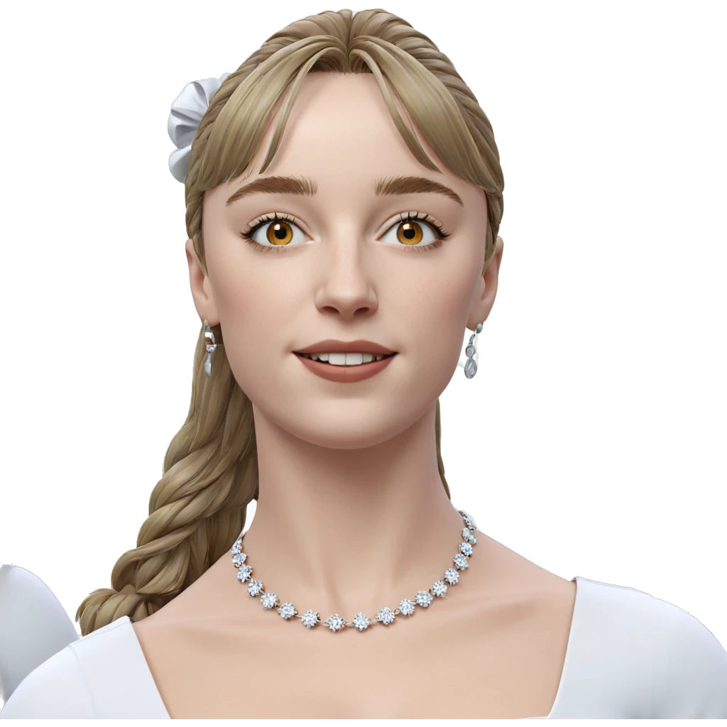 smiling girl in white dress emoji