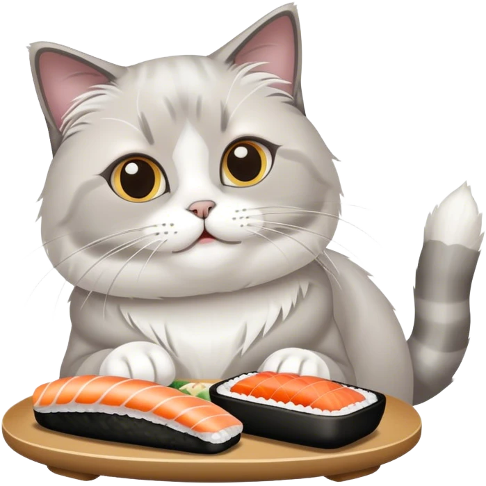 gray ragdoll sushi emoji