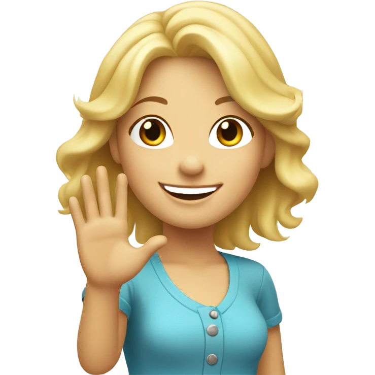 Blonde girl saying bye emoji