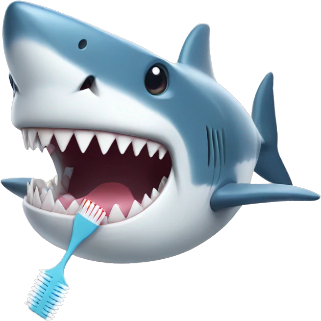 Shark with a toothbrush emoji