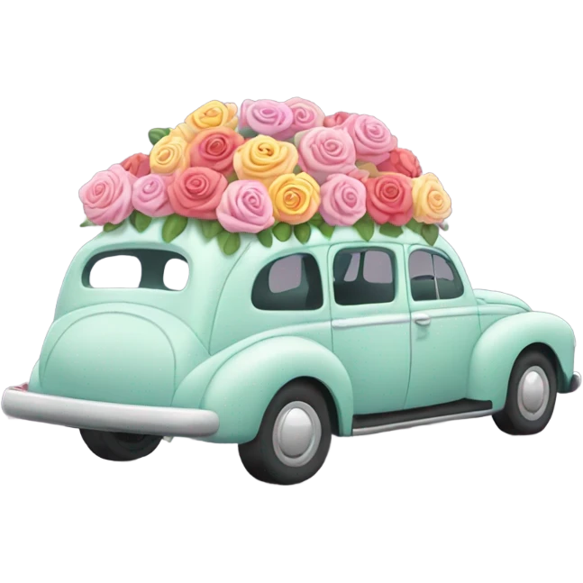 biegie pastel car in the trunk many roses emoji