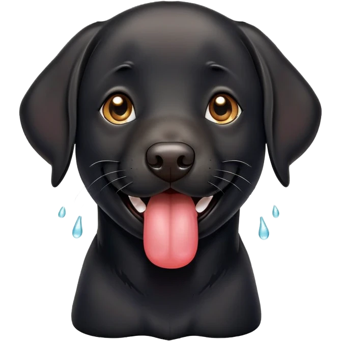 black labrador smiling with tongue out emoji
