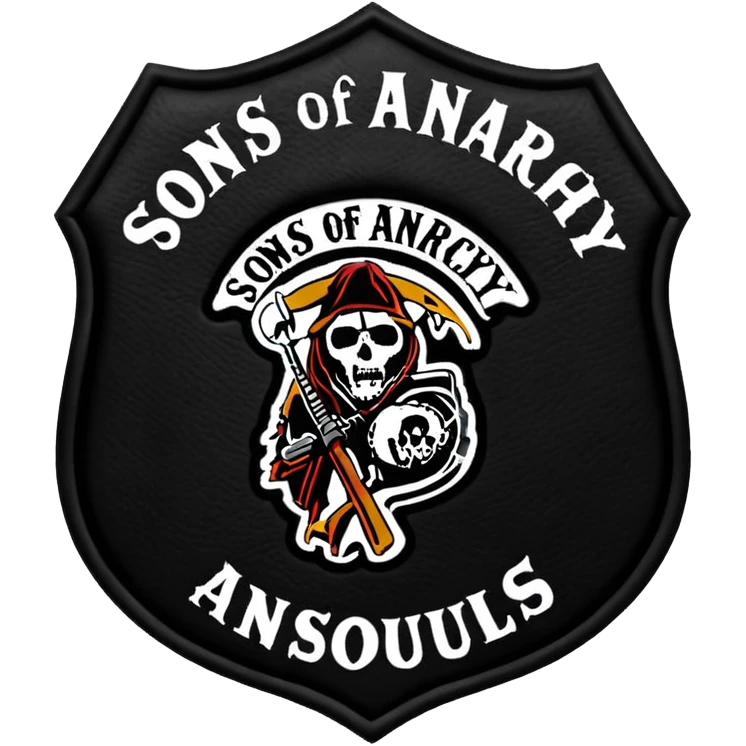 Sons of anarchy logo but to have a banner on top saying SOULS OF ANARCHY emoji