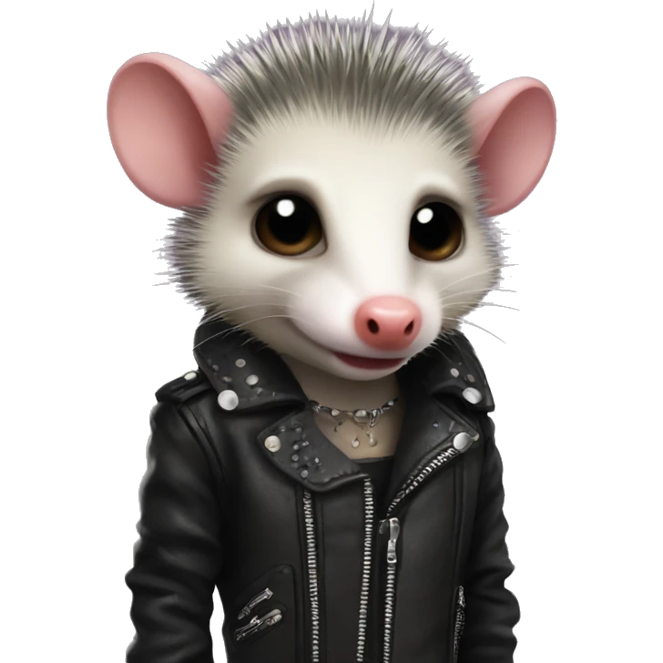 Punk opossum in a leather spiked jacket emoji