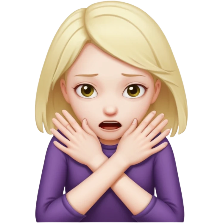 Girl strangling herself with her hands emoji