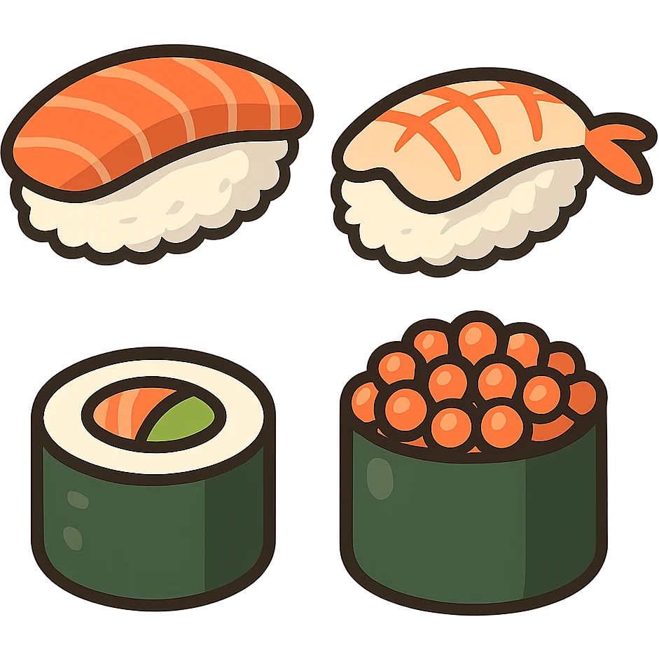 flat toon style sushi emoji
