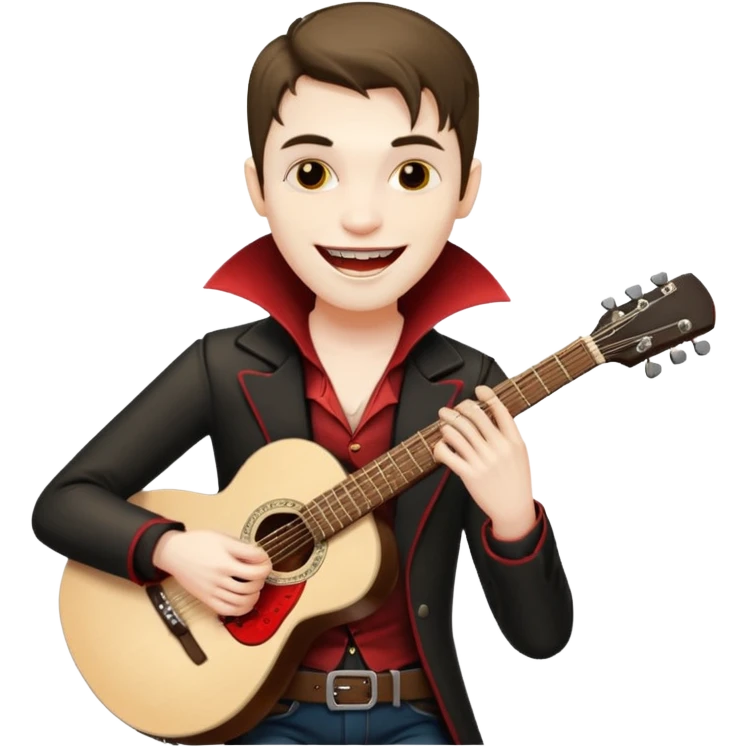 vampire with a guitar, smiling emoji