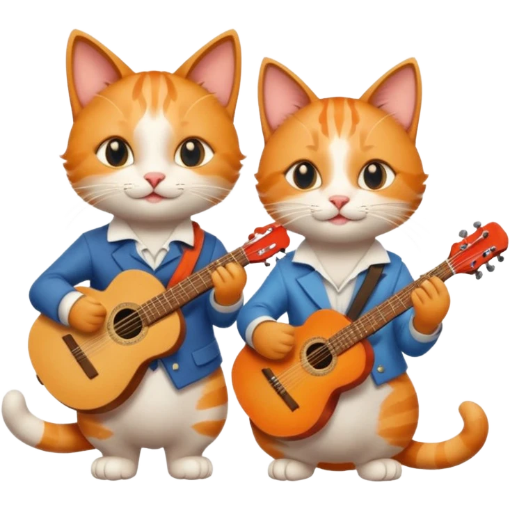 one happy cat dressed as a musician in love with another happy cat dressed as an artist emoji