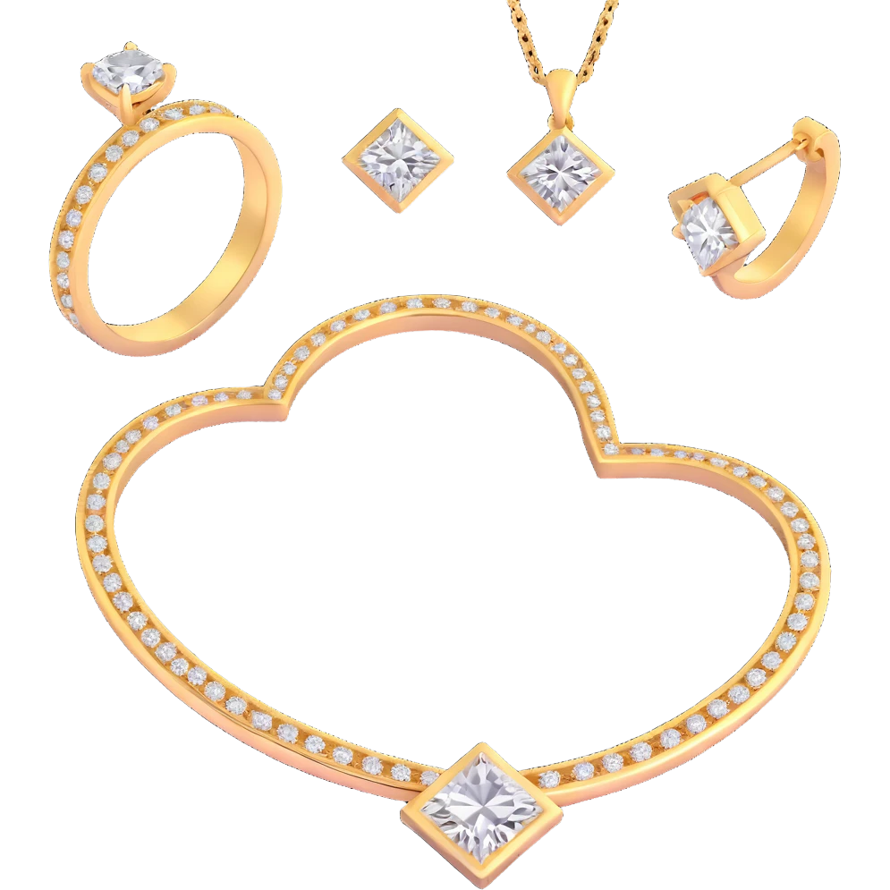 gold jewelry collection with diamonds emoji