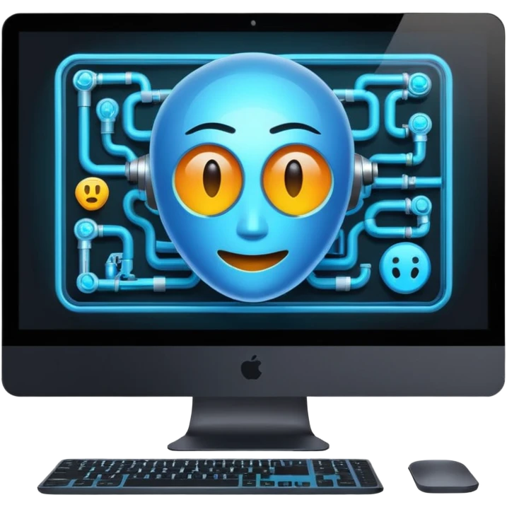 AI webflow on a computer - really complicated, no faces emoji