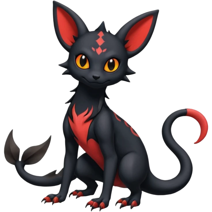 Spooky Gothic Salandit-Umbreon-Litten-Noibat-Fakémon-hybrid-creature (full body)  emoji