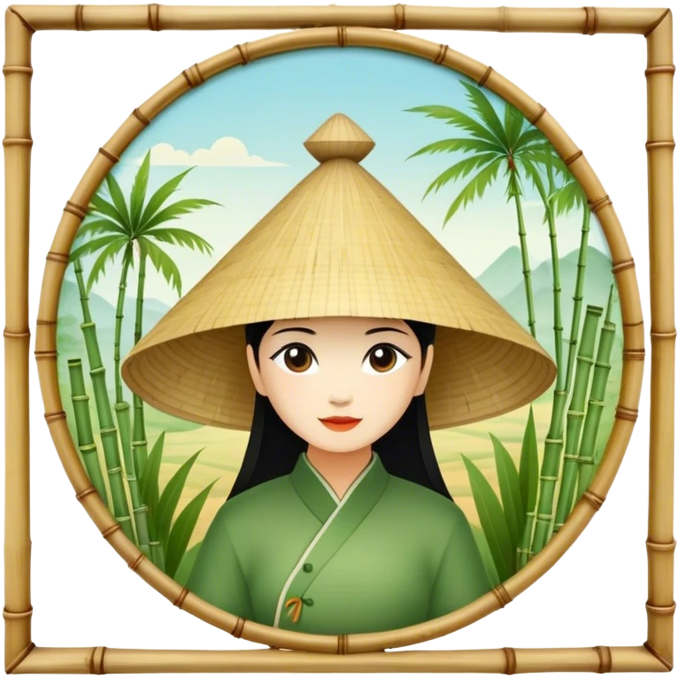 ​Cinematic Realistic Traditional Vietnamese Nón Lá, depicted as a delicately crafted conical hat made of bamboo and palm leaves with subtle texture and natural wear, set against a serene rural backdrop bathed in warm, soft sunlight, evoking authentic cultural heritage, emoji