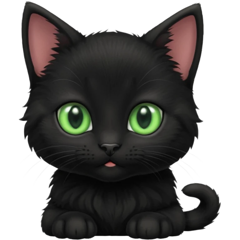 A one month old black kitten with green eyes. emoji