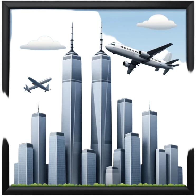 the twin towersw with an airplane  emoji