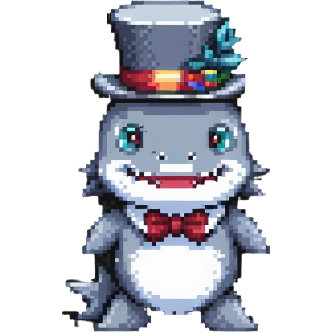 shark wearing a top hat emoji