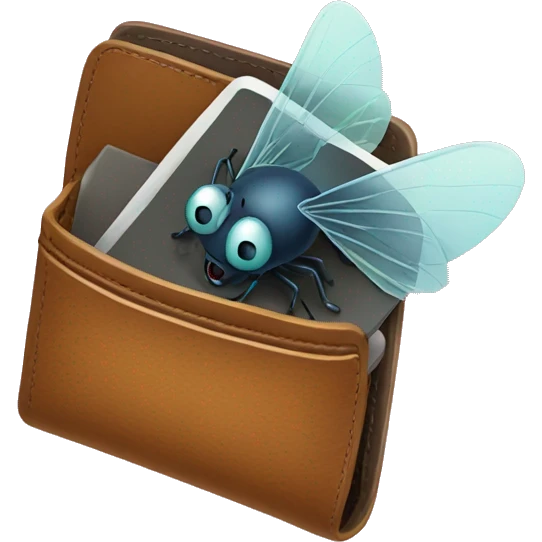 wallet with fly buzzing out of it emoji