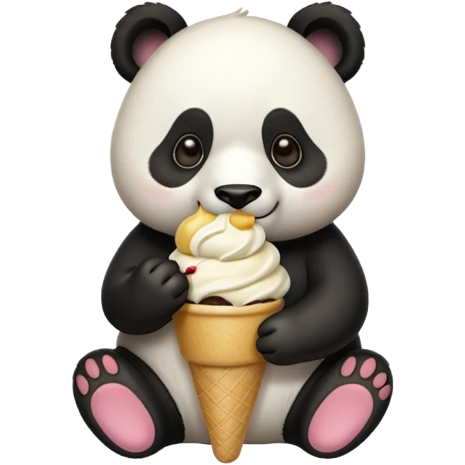 Panda eating ice cream emoji