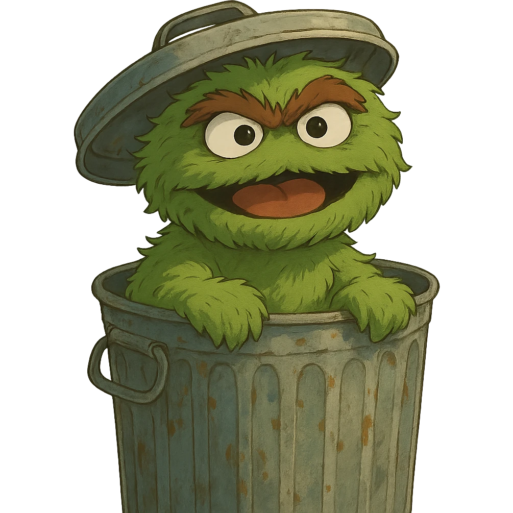 ghibli style Oscar the Grouch emoji