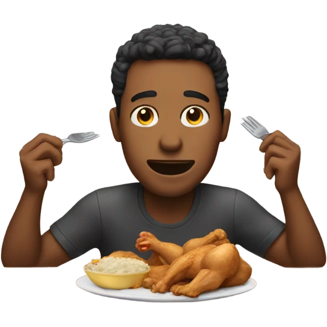  guy eating chicken with both hands  emoji