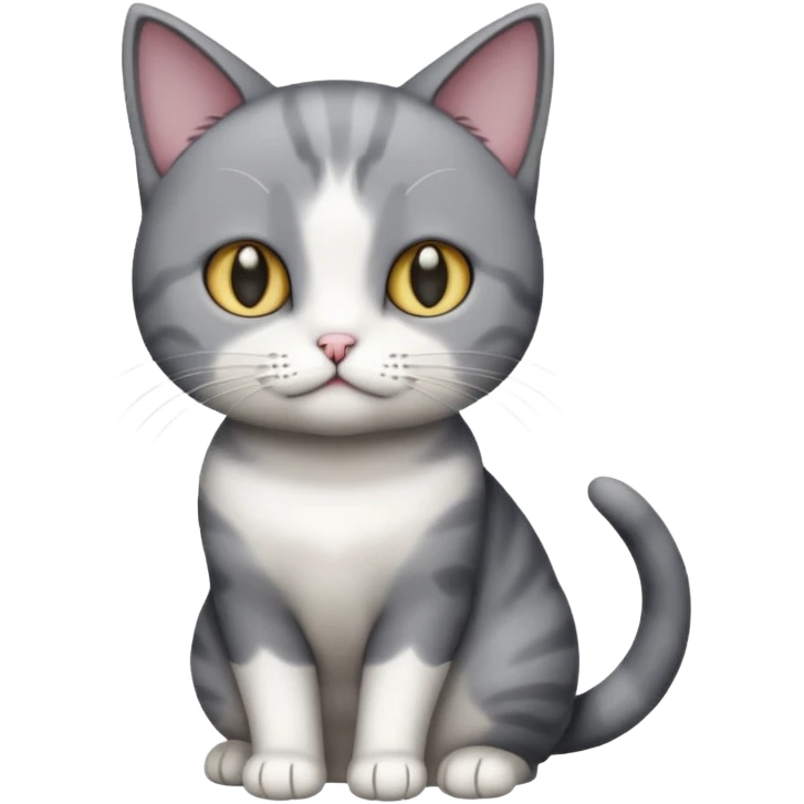 full body small short hair dark grey and white cat emoji