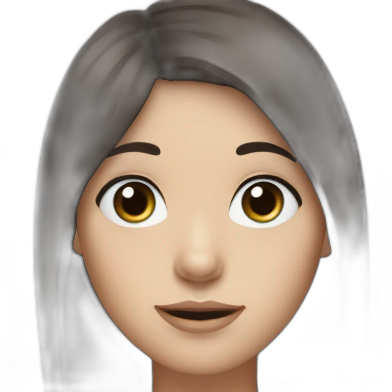 Dark brown hair fringe girl with blue eyes emoji
