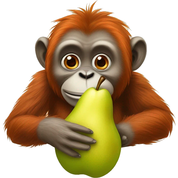 Orang utan holds one pear emoji