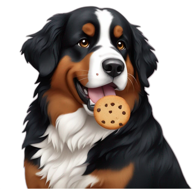 Bernese mountain dog eating cookies emoji