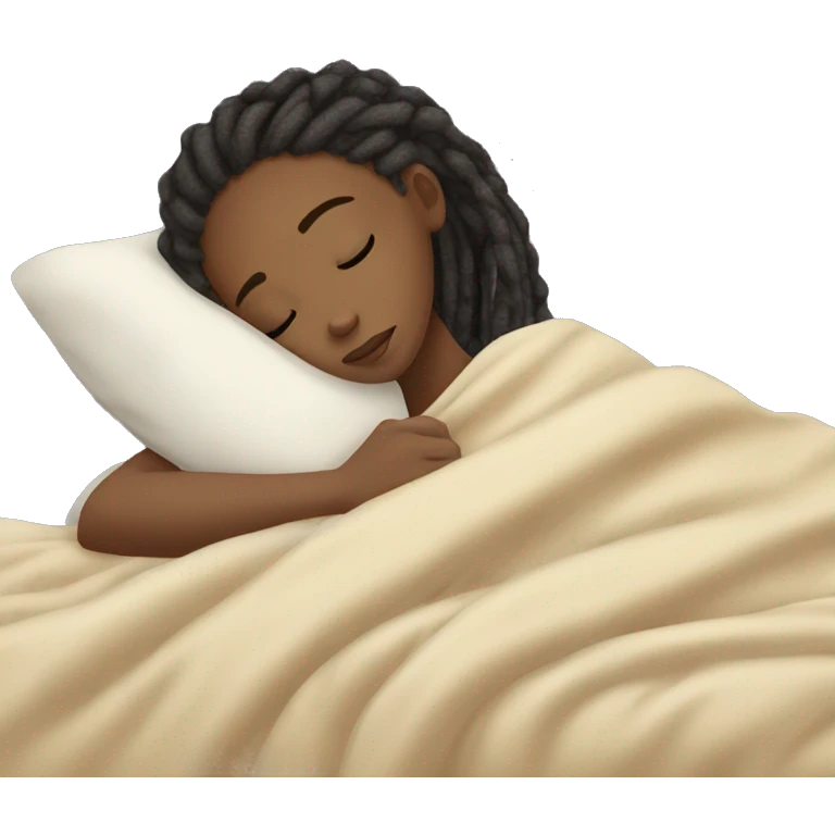 black girl with dread loc hair and light skin sleeping with blanket on emoji