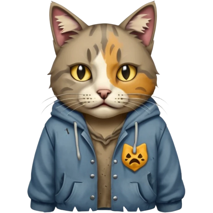 homeless dog cat with torn clothes


 emoji