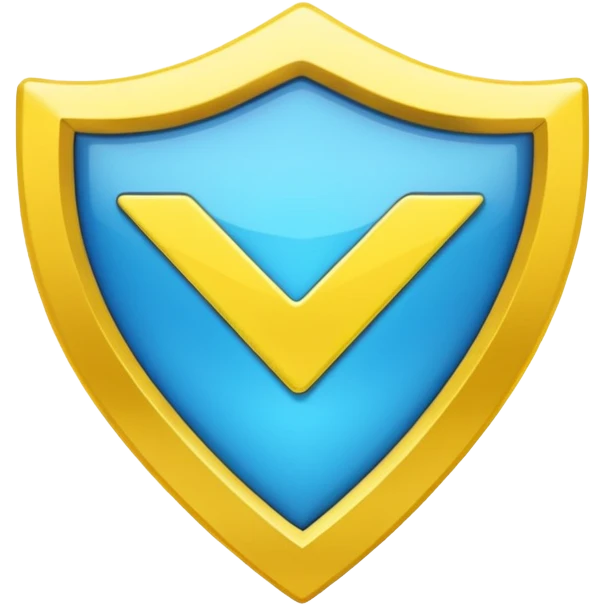 blue shield with neon yellow check mark emoji