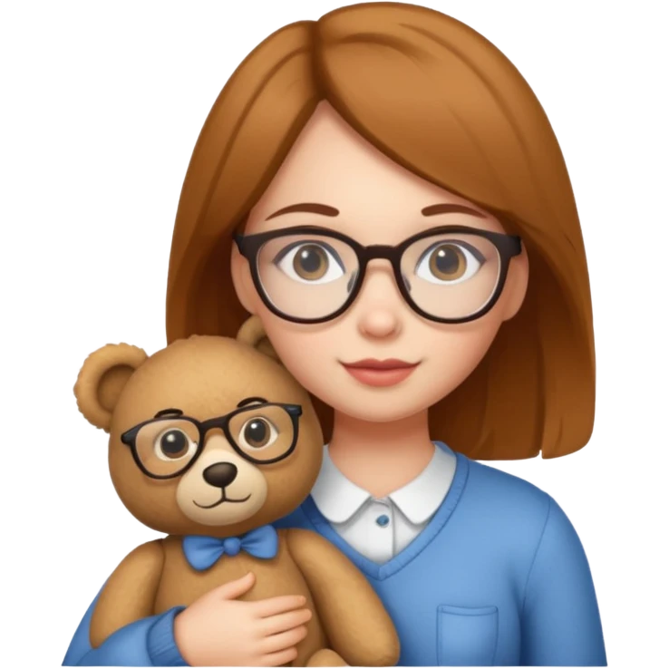 girl glasses with teddy  emoji