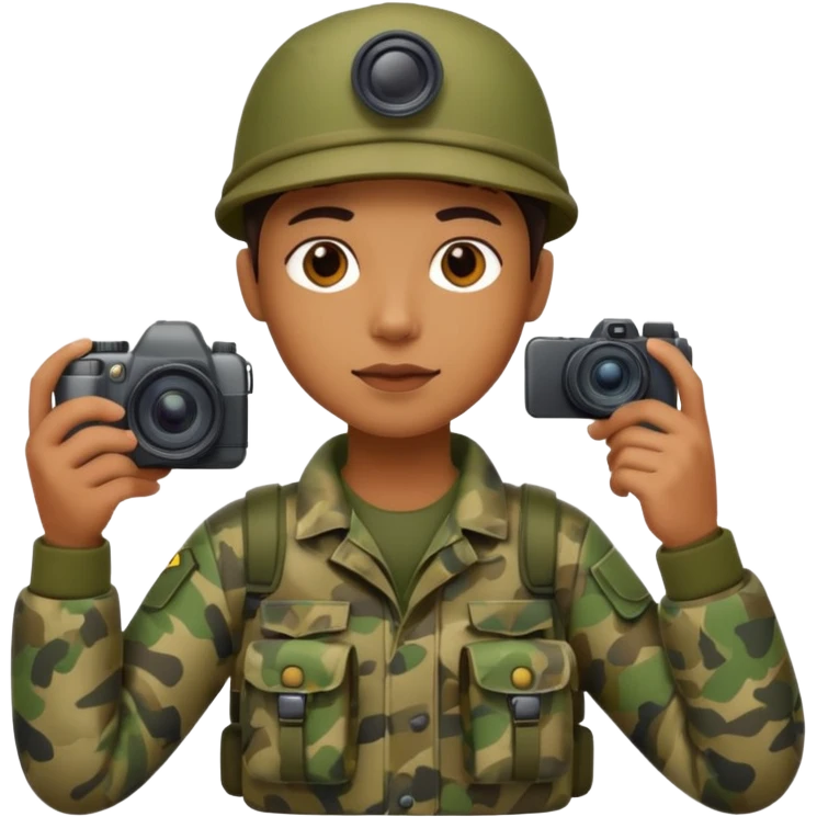 
wildlife photographer, camouflage clothe emoji