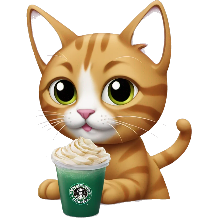 Sassy cat will pink nails and Starbucks emoji