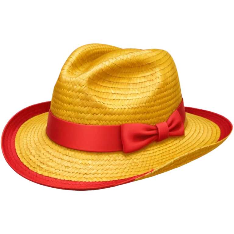 Straw hat  yellow and red emoji