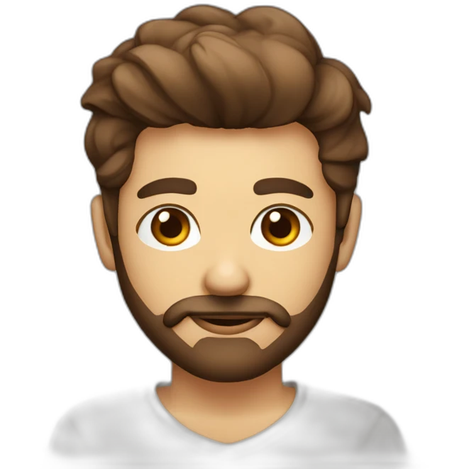 Homme avec un peux de barbe yeux marron cheuveux avec coupe au bol emoji